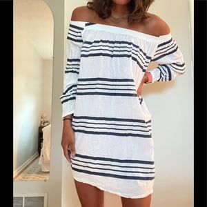 Faithfull the Brand Off the shoulder striped dress